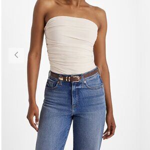 NWT! Express Fitted Strapless Ruched Tube Bodysuit Sz Small